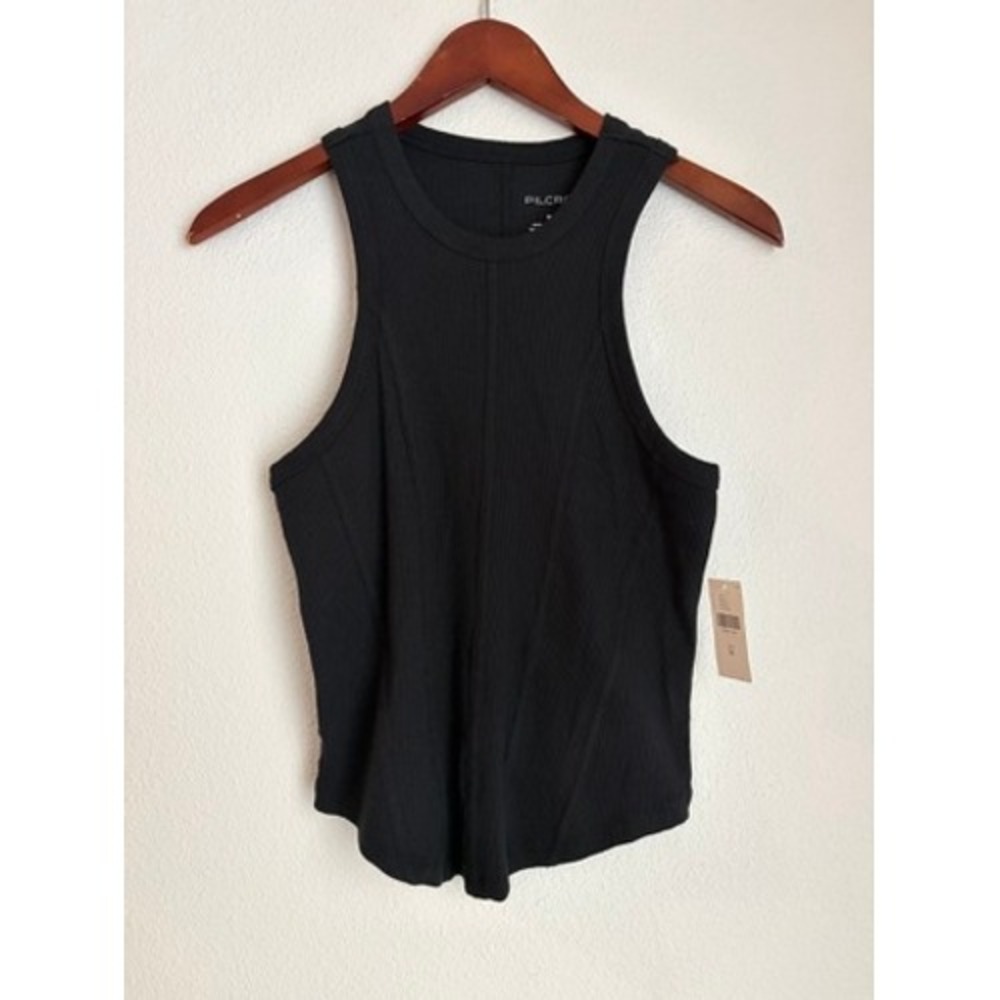 Pilcro Anthropologie Black Ribbed High Neck Racerback Tank Top NWT Size M